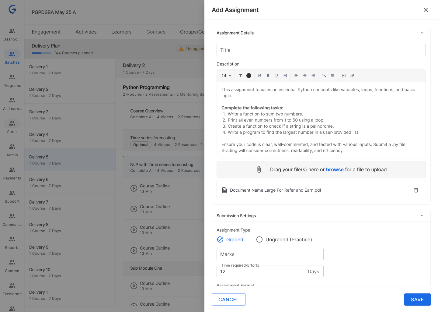 Batch Delivery Planning — View 6
